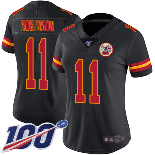 Women Kansas City Chiefs #11 Robinson Demarcus Limited Black Rush Vapor Untouchable 100th Season Football Nike NFL Jersey